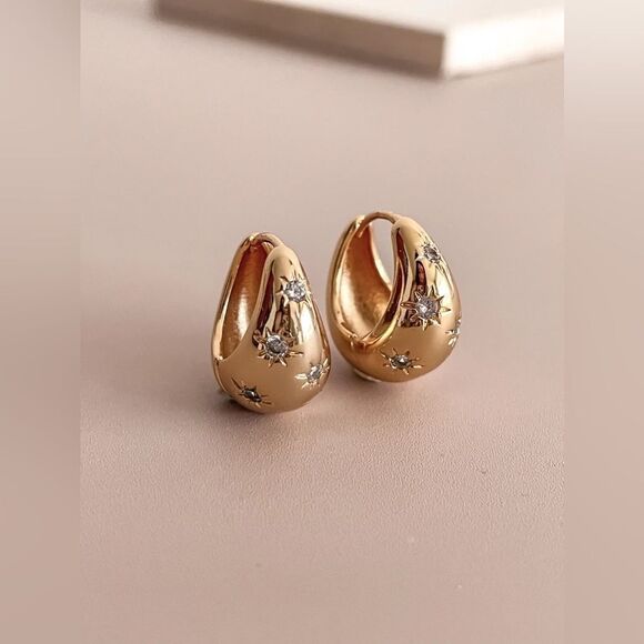 Anthropologie Jewelry - diamond hoop earrings A134